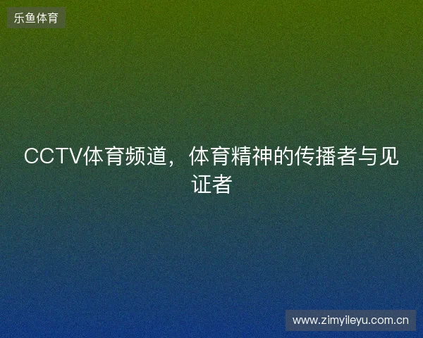 CCTV体育频道，体育精神的传播者与见证者