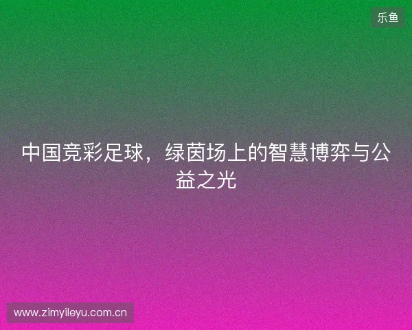 中国竞彩足球，绿茵场上的智慧博弈与公益之光